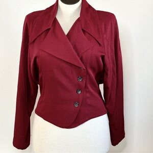 Vintage Wool Blend Fitted Blazer Suit Jacket S Cranberry by L. Bates Made in USA